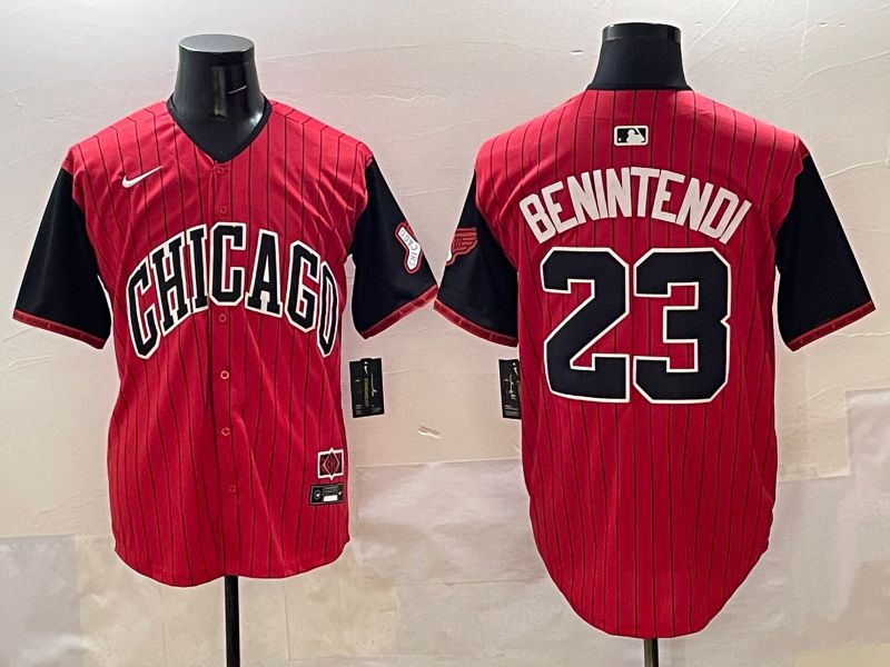 Men Chicago White Sox #23 Benintendi Red Stripe Joint Name 2025 Nike MLB Jersey style 1->colorado rockies->MLB Jersey